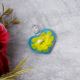 Lampwork Yellow Flower Engraved Glass Pendant for Necklace - 1 Piece